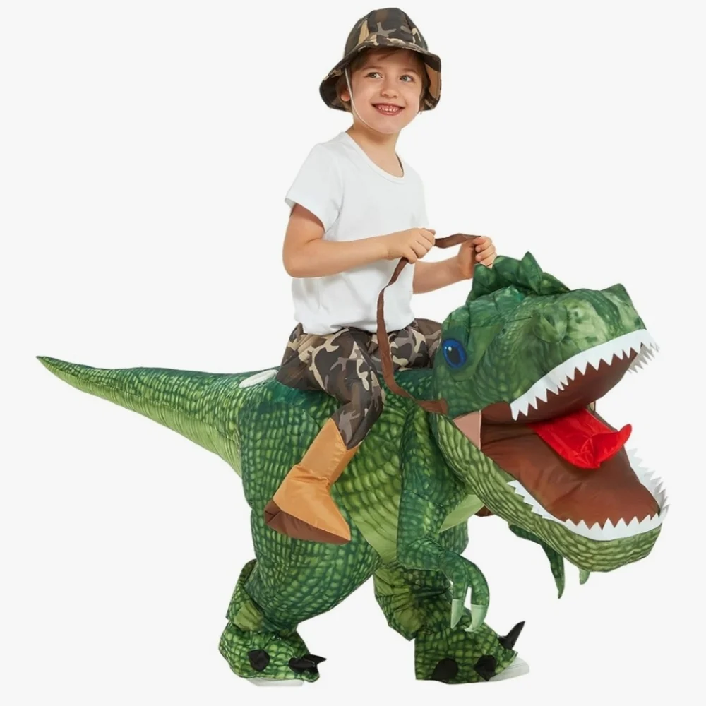 One Casa Inflatable Costume Dinosaur Riding T Rex Air Blow up Party Halloween